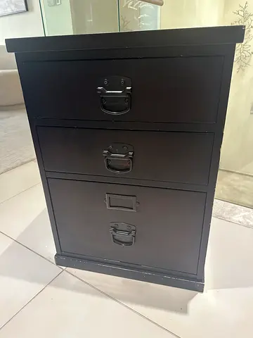 Pottery Barn Three-drawer Dark solid wood  chest / bedside cabinet