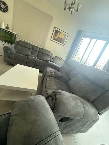 Grey 2+2+1 Seater Recliner Sofa Set (Power/Manual) - Good Condition