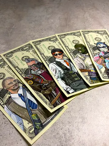 Hand-painted One Dollar Bills — Set of 5 Counter Strike or CSGO Skins.