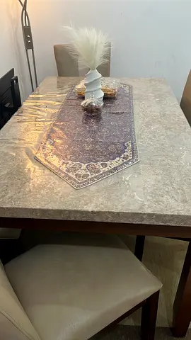 Marble Dining Table with 4 chairs and Bench, excellent condition