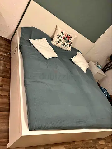 IKEA White queen Bed Frame with Mattress - Good Condition