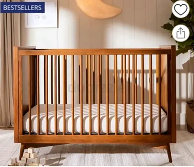 Pottery Barn solid wood crib and toddler bed with mattress and linen