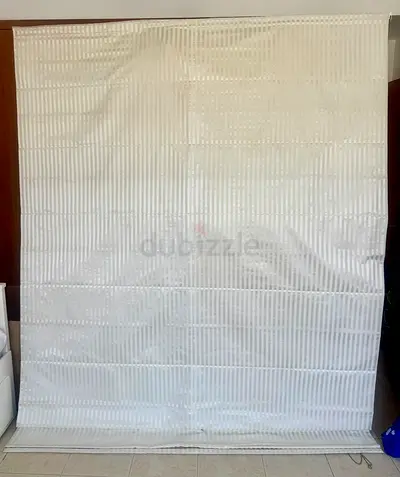 White Fabric Roman Blind - 200cm Wide - Good Condition