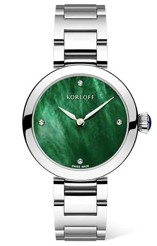 Korloff Watch green mother of pearl steel quartz
