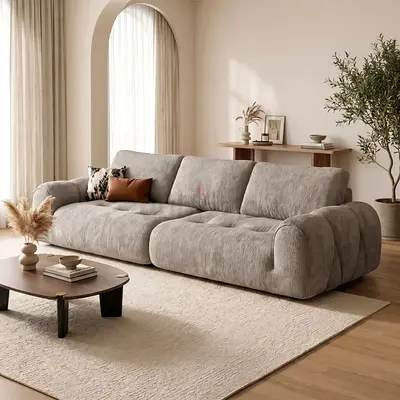 Modern Grey 3 Seater Sofa for Living Room