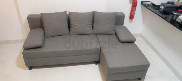 Grey L-shaped Sofa (3-seater) in Good Condition IKEA ANGSTA