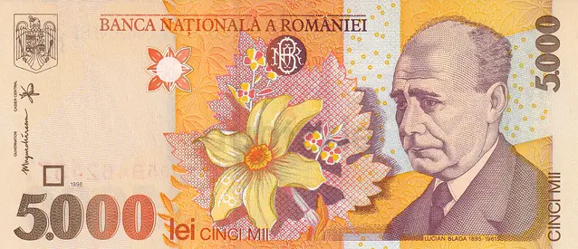 ROMANIA 5000 LEI BANKNOTE 1998