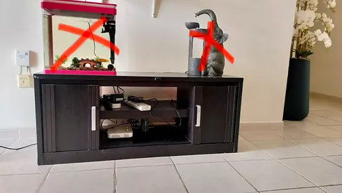 Dark Wood TV/Entertainment Unit with Storage - Good Condition