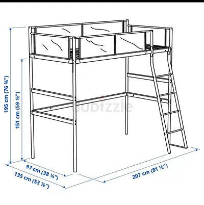 IKEA High Loft Bed Frame with Ladder – Single/Small Double Style