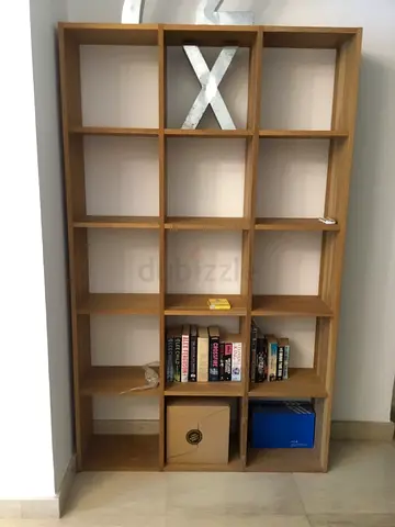 Large Oak 20-Cube Bookshelf / Room Divider