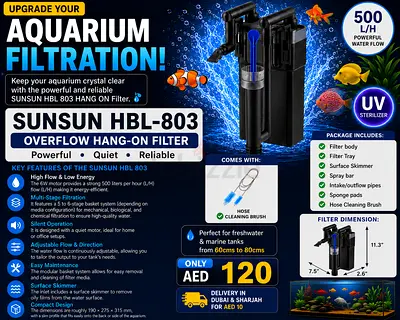 SUNSUN HBL803 HANG ON FILTER WITH SKIMMER