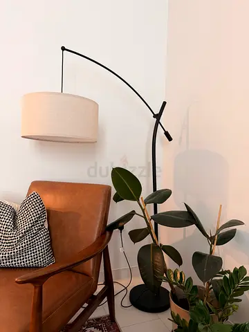 Linen shade floor lamp