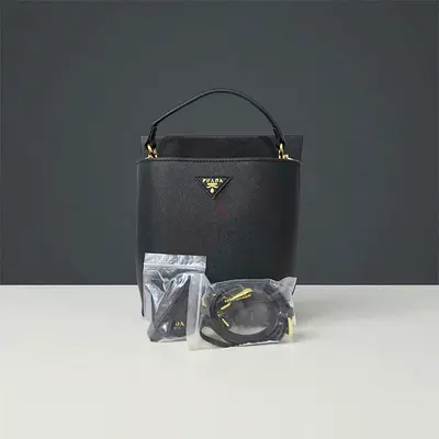Prada Black Saffiano Leather Panier Bucket Bag