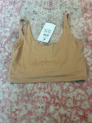 Beige Ribbed Crop Tank Top - New with Tags - size S