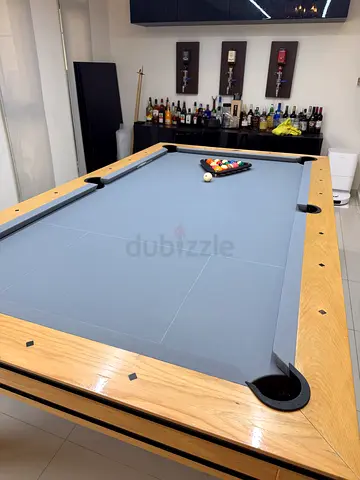 8ft Brunswick Hickory Pool  Dining Table – Solid Wood, Natural Hickory Finish