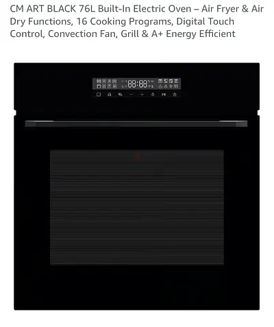 CM ART Black 76L Built-in Electric Oven with Air Fry  Digital Touch