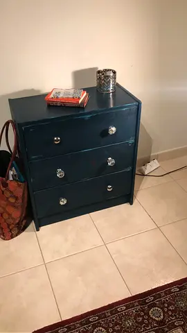 Teal 3-Drawer Wooden Chest / Bedside Dresser