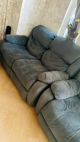 5-Seater Grey Suede Reclining Sofa (Used)
