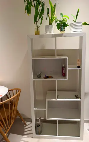 White modern open shelving unit — good condition