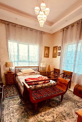 Wood  Iron Double Bed with Matching Bench and Nightstands - Classic Style