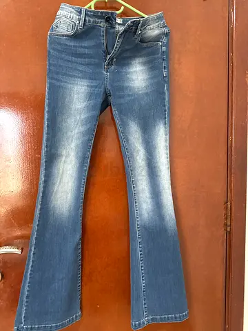 Womens Blue Flare Cut Denim Jeans