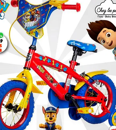 Kids 12-inch Paw Patrol Themed Bicycle with Training Wheels
