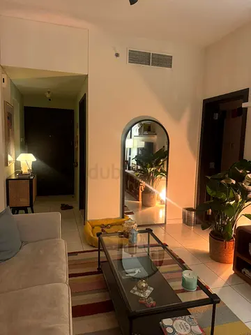 Glass Top Coffee Table with Metal Frame — Good Condition
