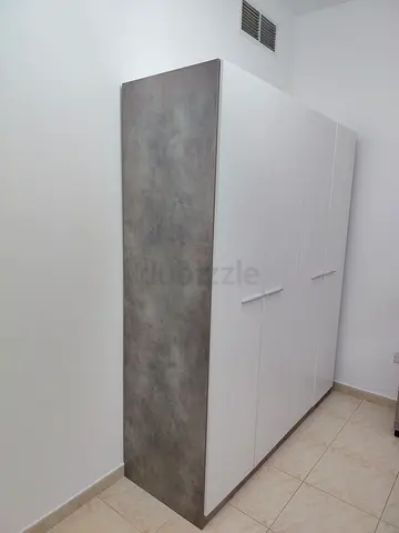 Home Box White 4-Door Wardrobe with Concrete-Effect Side - excellent Condition
