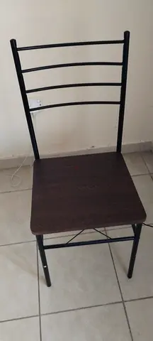 Two Simple Metal Frame Chair with Wooden Seat
