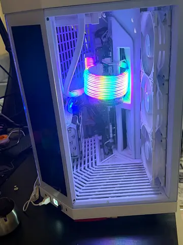 White Custom Gaming Desktop PC with RGB, Liquid Cooling 49inch Samsung odyssey G9 everything includ