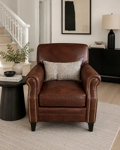 Timothy Oulton  Armchair with Nailhead Trim - Brown from Marina Home