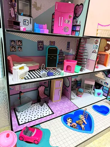 Large Multi-Level Dollhouse with Furniture and Accessories