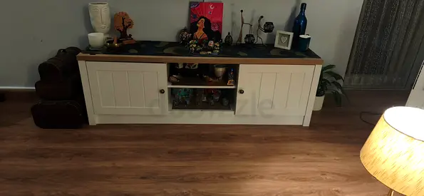 White Wooden TV Cabinet / Media Console - Lowboard