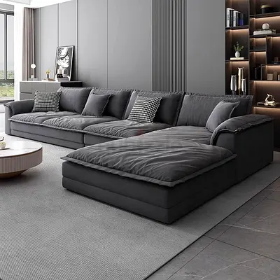 Modern Grey L-Shape Sectional Sofa