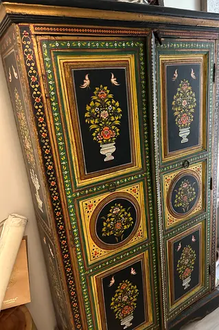 Hand-painted Wooden Wardrobe / Armoire with Floral Motif