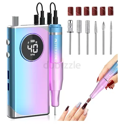 YOKE FELLOW Nail Drill Machine - 40000 RPM Rechargeable Nail Drill with HD LCD Displayl