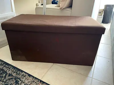 Brown Fabric Storage Ottoman Bench - Good Condition