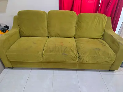 Green 3-Seater Sofa — Comfortable, Used