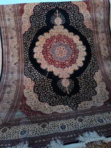 Ornate Persian Style Area Rug with Floral Medallion
