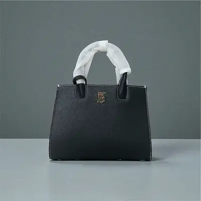 Black Leather Top Handle Handbag