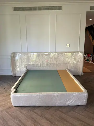 Queen size 160 X 200 upholstered bed frame with wrapped headboard (like brand new, very light usage