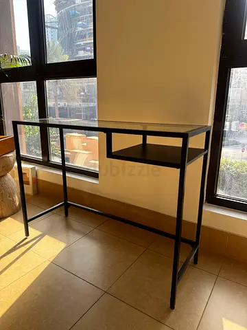 Ikea-Compact Glass-Top Study Desk with Drawer (100x36x74 cm)