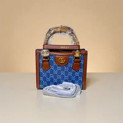 Gucci Denim Bamboo Handle Mini Handbag