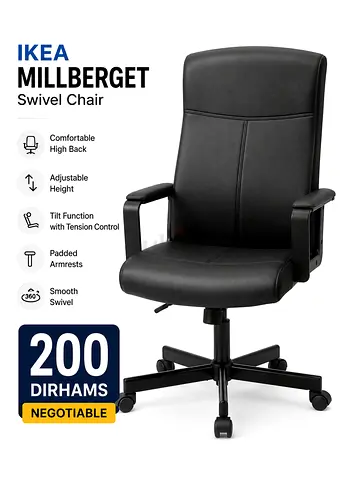 IKEA Millberget Black Swivel Office Chair - Good Condition (negotiable)