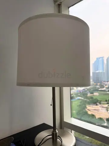 Simple ikea white table lamp with metal base