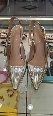 Christian Dior Metallic Silver JAdior Slingback Pumps