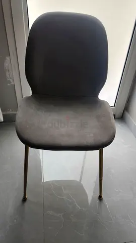 Grey velvet dining chair with slim gold legs - set/individual available