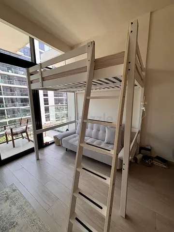 White IKEA wooden loft/high sleeper bed with ladder - good condition