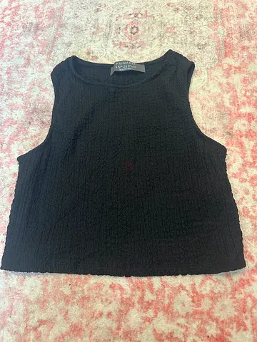 Black textured sleeveless top, size S
