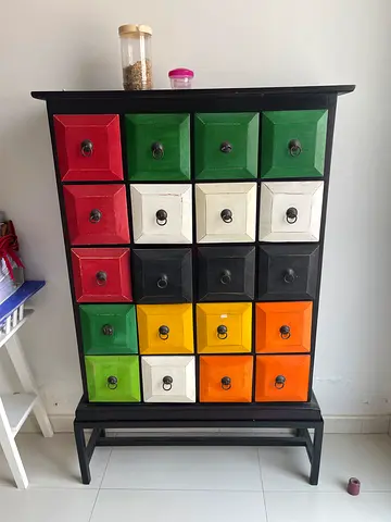 Multi-drawer Wooden Storage Cabinet with Colorful Drawers